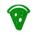 Green Slice of pizza icon isolated on transparent background. Fast food menu.