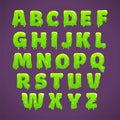 Green slime alphabet, cool liquid slimy font.