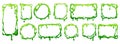 Green slime. Drip frame different shapes, circle and square mucus texture or png sticky splat with copy space for text