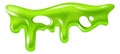 Green slime. Green dripping liquid. Decorative border for graphic design. Poison toxic paint spot, melting jelly texture