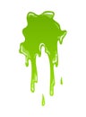 Green slime. Goo blob splashes, toxic dripping mucus. Slimy splodge and drops, liquid borders. Cartoon isolated vector Royalty Free Stock Photo