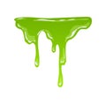 Green slime. Goo blob splashes, toxic dripping mucus. Slimy splodge and drops, liquid borders. Cartoon isolated vector Royalty Free Stock Photo
