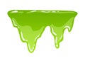 Green slime. Goo blob splashes, toxic dripping mucus. Slimy splodge and drops, liquid borders. Cartoon isolated vector Royalty Free Stock Photo