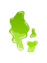 Green slime. Goo blob splashes, toxic dripping mucus. Slimy splodge and drops, liquid borders. Cartoon isolated vector Royalty Free Stock Photo