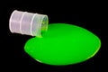 Green slime spills out of barrel