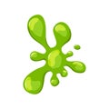 Green slime splashes. Goo blob puddle dripping mucus.Vector cartoon illustration. Isolated background.