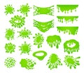 Green slime splatters flat vector illustrations set Royalty Free Stock Photo