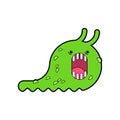 Green slug. Toothed caterpillar cartoon style. Vector illustration