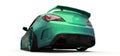 Green small sports car coupe. 3d rendering
