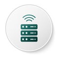 Green Smart Server, Data, Web Hosting icon isolated on white background. Internet of things concept with wireless