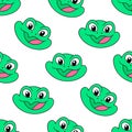 Green smile frog seamless pattern textile print. repeat pattern background design