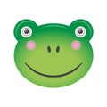 Cute green frog cartoon character isolated on white background. Green smile vector logo or mascot. Vector Royalty Free Stock Photo