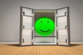 Green smiling emoticon happy in fridge