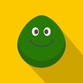 Green smiling lime icon, flat style