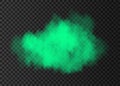 Green smoke circle or fog track isolated on transparent background