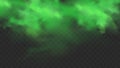 Green smoke isolated on transparent background. Realistic green bad smell, magic mist cloud, chemical toxic gas, steam