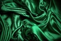 Green smooth wrinkled silk. Generative AI