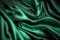 Green smooth wrinkled silk. Generative AI