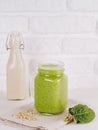 Green smoothie with buckwheat and spinach Royalty Free Stock Photo