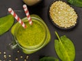 Green smoothie with buckwheat and spinach