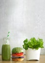 Green burger healthy fast food concept Royalty Free Stock Photo