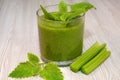 Green smoothie with celery and herbs