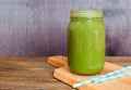 Green smoothie with chia seeds in a heart shape. Royalty Free Stock Photo