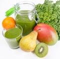 Green Smoothie With Fresh Kale And Fruits