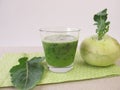 Green smoothie with german turnip and turnip leaves