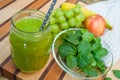 Green Smoothie with Healthy Fruit and Vegetable Ingredients Royalty Free Stock Photo