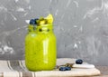 Green smoothie from kale and banana Royalty Free Stock Photo