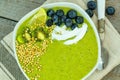 Green smoothie from kale and banana Royalty Free Stock Photo