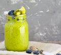 Green smoothie from kale and banana Royalty Free Stock Photo