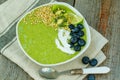 Green smoothie from kale and banana Royalty Free Stock Photo