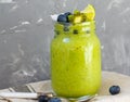 Green smoothie from kale and banana Royalty Free Stock Photo