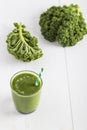 Green smoothie with kale leaves