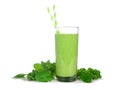 Green smoothie with kale and spinach isolated on a white background Royalty Free Stock Photo