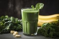 A refreshing and nutritious green smoothie with kale, spinach, banana, and other ingredients.Â 