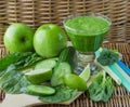 Green smoothie of spinach, Apple, cucumber and lime Royalty Free Stock Photo