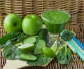 Green smoothie of spinach, Apple, cucumber and lime Royalty Free Stock Photo