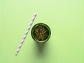 Green smoothie with spinach, chia seeds Royalty Free Stock Photo