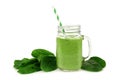 Green smoothie with spinach isolated Royalty Free Stock Photo