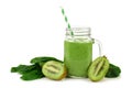 Green smoothie with spinach and kiwi isolated Royalty Free Stock Photo