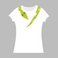 Green snake python head tail on neck. T-shirt print template.