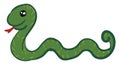 Green slithering snake vector or color illustration