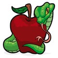 Snake Embracing an Apple like Temptation Symbol, Vector Illustration