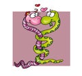 Green snakes lovers embrace Color illustration humorist button or icon for website