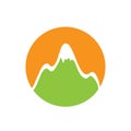 Green snow-capped mountain, vector logo