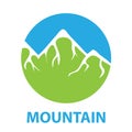 Green snow-capped mountain, vector logo