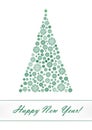 Green snowflake Christmas tree isolated on the white background